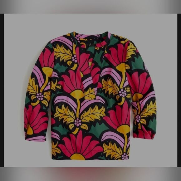 J. Crew - Open V-neck cotton poplin top in Ratti® grandi fiori Size S - Picture 1 of 6